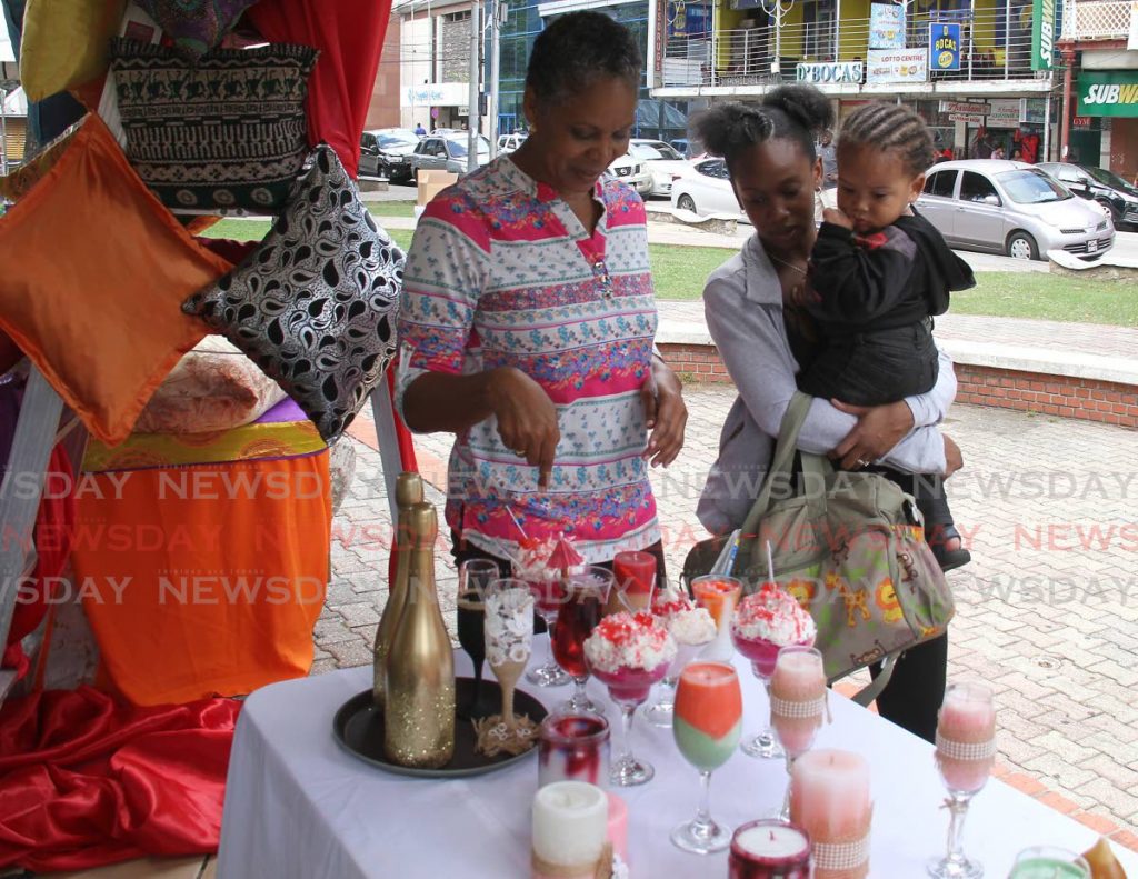 One of the stalls at the Social Development and Family Services Ministry’s Christmas flea market last Thursday along the Brian Lara Promenade in Port of Spain.  - Ayanna Kinsale