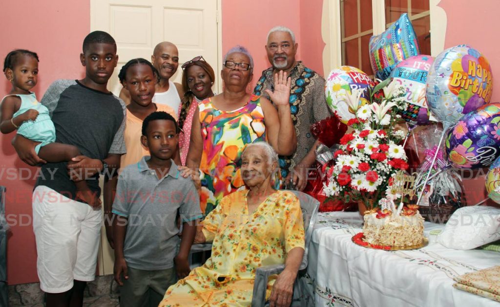 GRAND LADY: Princess William is surrounded by some of her children, grandchildren, great grandchildren and great great grandchildren.  PHOTO BY VASHTI SINGH - Vashti Singh