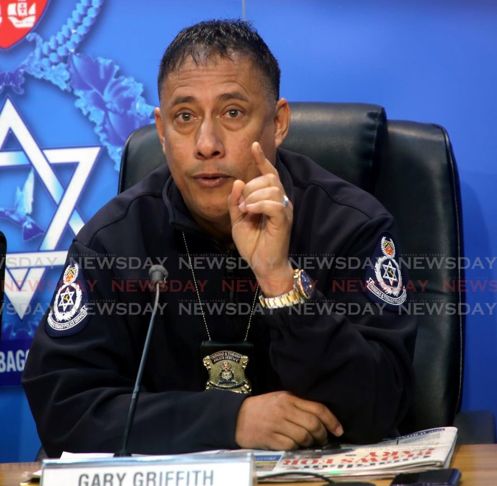 Police Commissioner Gary Griffith speaks at the police weekly press briefing at Police Administration Building, Port of Spain. PHOTO - SUREASH CHOLAI