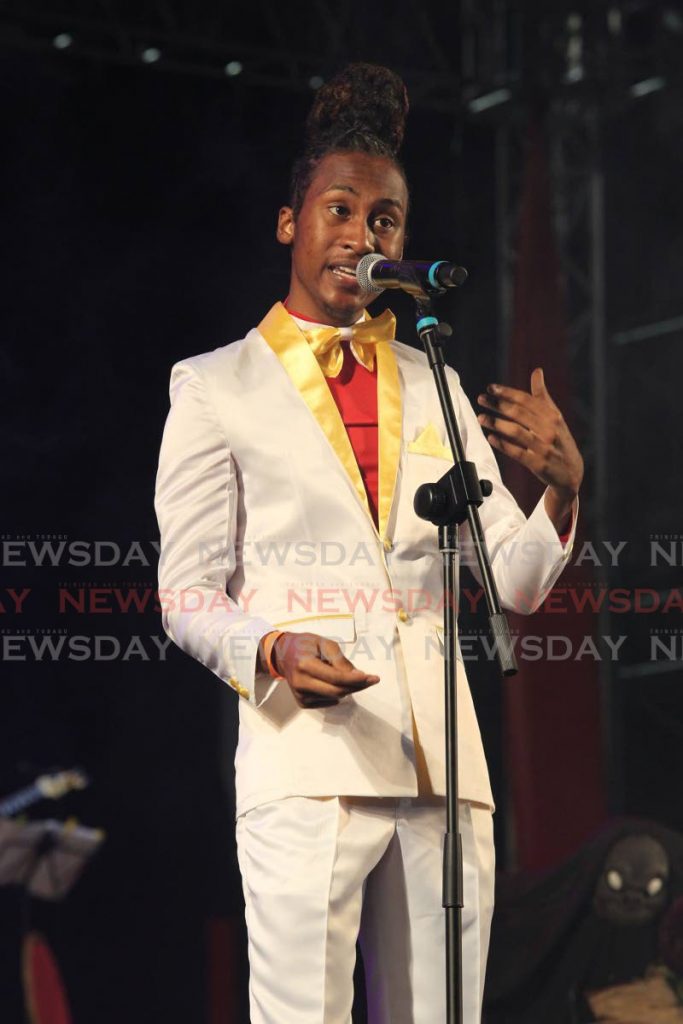 Ronaldo London performs Man's Imagination at Calypso Fiesta, the semifinals of the Calypso Monarch competition, on February 23, 2019 at Skinner Park, San Fernando. London went on to win the title. - Lincoln Holder