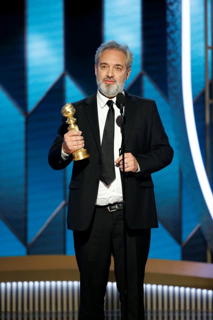 Sam Mendes accepting the award for best director for the film 1917 at the 77th Annual Golden Globe Awards at the Beverly Hilton Hotel in Beverly Hills, Calif., on Sunday. - 