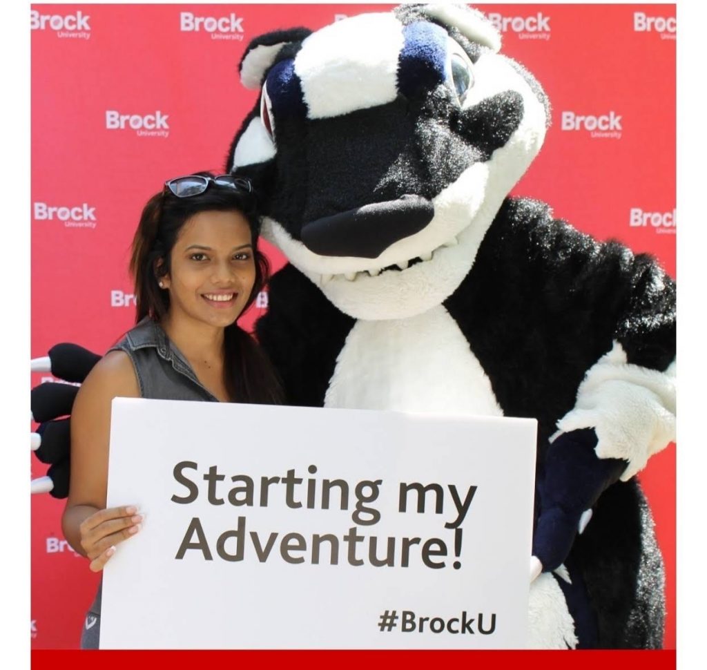 Sophie Hassanali on her first day at Brock University