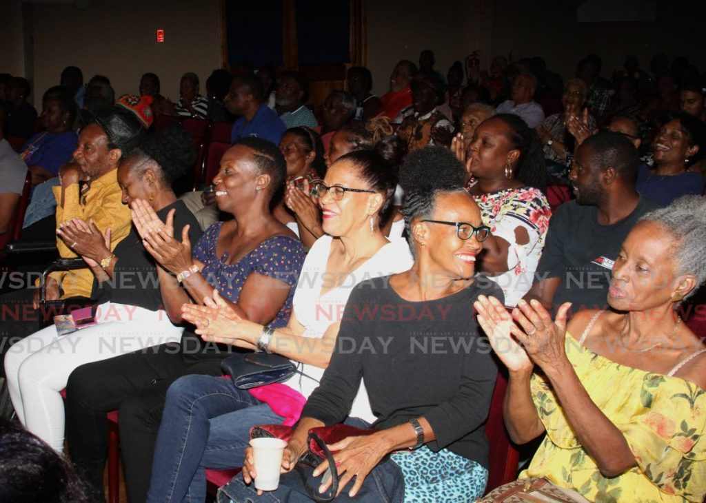 Members of the audience show their appreciation for the performances at the opening of the Klassic Ruso calypso tent at the Port of Spain City Hall auditorium on Thursday.  PHOTO BY ANGELO MARCELLE - ANGELO_MARCELLE