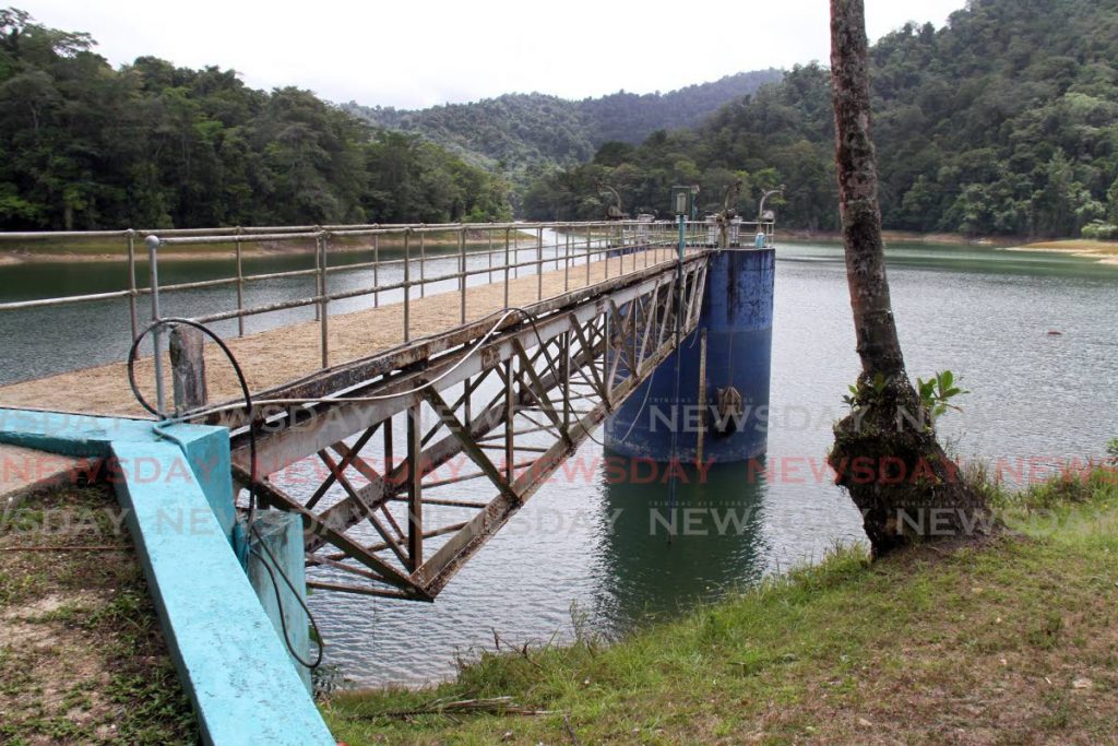 IN this April 29, 2019 file photo, the water level is low at the Hollis Dam.  Photo by Angelo Marcelle