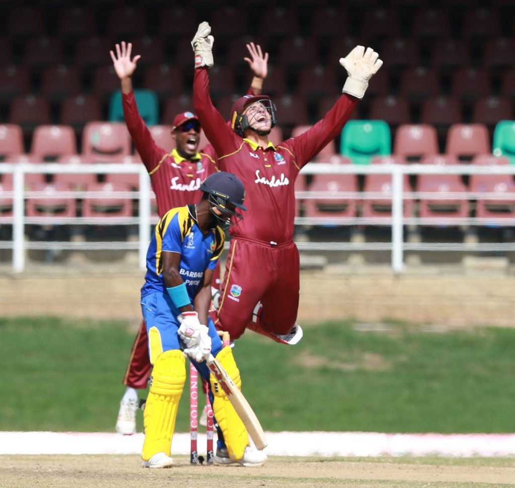 In this file photo West Indies Emerging Players  wicket keeper Joshua Da Silva celebrates a wicket during the Colonial Medical Super 50 match against the Barbados Pride at the Queens Park Oval, St Clair. Brands that understand their equity can use it to expand into new markets, eg by aligning themselves with sport teams. - Nicholas Bhajan/CA-images