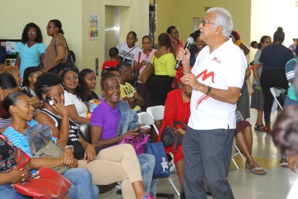 In this file photo Health Minister Terrence Deyalsingh speaks to patients who responded to the North Central Regional Health Authority Pap smear initiative, at the Mt Hope Women's Hospital. Photo Roger Jacob