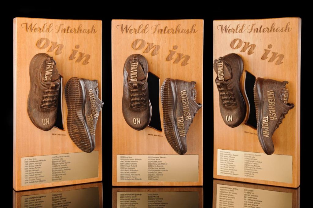 The World Interhash trophy designed by TT dentist Dr Mike McGee. - 