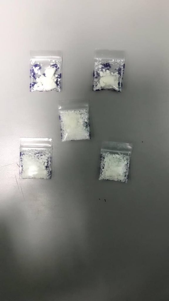 Five packets of cocaine seized by police from a house in Chaguanas on Wednesday night

PHOTO COURTESY TTPS - Shane Superville