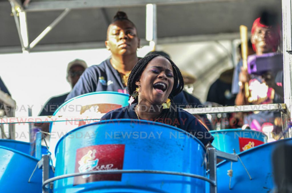 The music was so sweet for this player from Courts Sounds Specialists which competed in the medium bands category at the Queen's Park Savannah. PHOTO BY WARREN LE PLATTE - WARREN LE PLATTE 
