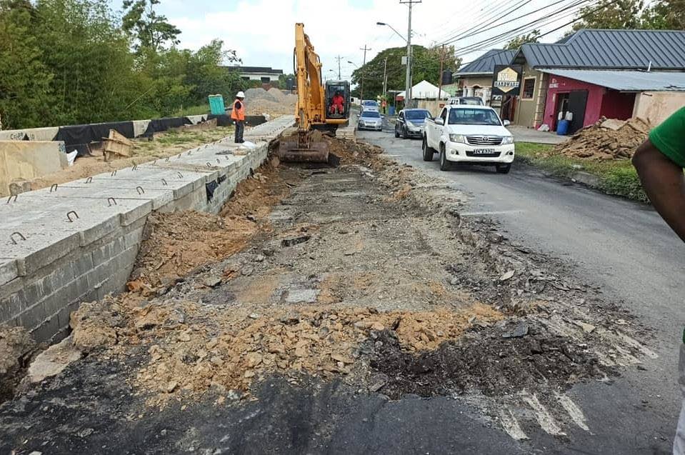 Road repair resumes on Moruga Road in Indian Walk on Tuesday after resident protested at the same place on Monday. - Dr Lovell Francis’ Facebook page 