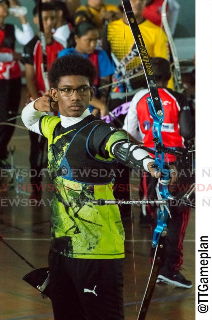Darnell Garcia (South Arrows Archery Club) posted a new Cadet Men Recurve 18M 60 Arrow national record score of 533 points in Saturdays ranking round of the Trinidad and Tobago Target Archery Federation (TTTAF) National Youth Indoor Championships, at the Central Regional Indoor Sports Arena, Chaguanas. - Dennis Allen