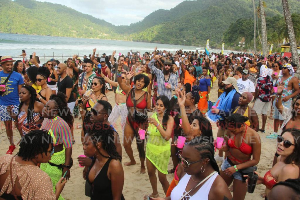 A section of the large crowd which turned up at Maracas beach for the Karukera One Love festival on Friday. - 
