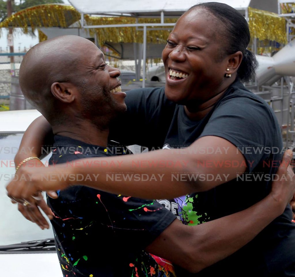 Drill master Curtis Edwards is hugged by Anna-Lisa 