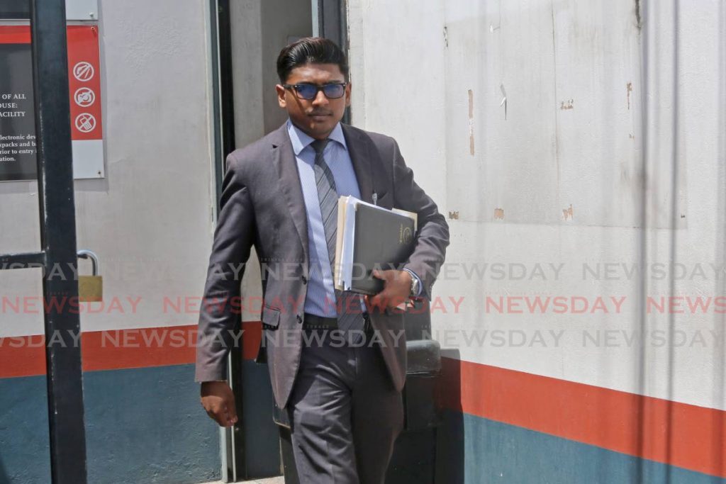 Attorney Bhimal Maharajh leaves Chaguanas magistrates’ court after representing a father charged with giving children weed, alcohol, tobacco - MARVIN HAMILTON