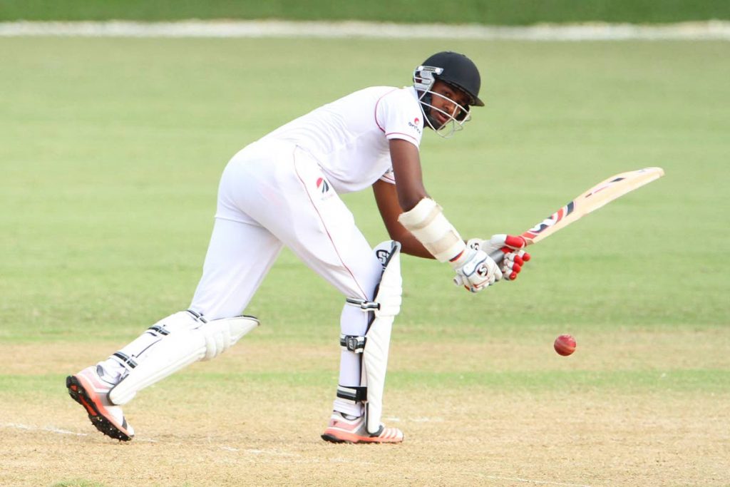  Jyd Goolie, of the TT Red Force, closed on 78 not out during the first day of the CWI Regional Four Day Championship match, at the Brian Lara Cricket Academy, on Thursday.   - (CWI Media)