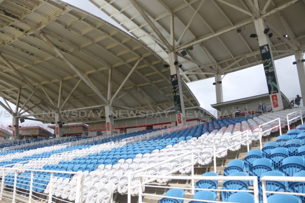 Empty stands at the Brian Lara Cricket Academy on Saturday. PHOTO BY MARVIN HAMILTON. - Marvin Hamilton