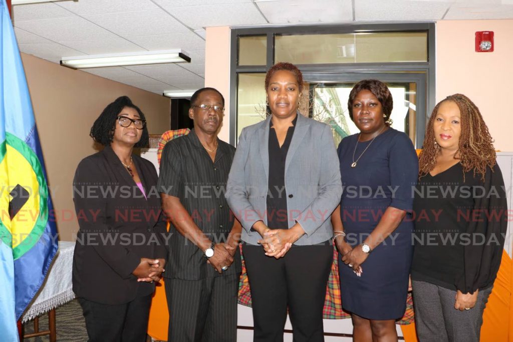 HIGH LEVEL TEAM: CARICOM's indepedent high-level mission arrived in Guyana on Sunday. The team members are, from left,  Angela Taylor, chief electoral officer, Barbados; Anthony Boatswain, former Finance Minister, Grenada; Francine Baron, chair of the team and former attorney general and foreign minister, Dominica; Fern Nacis-Scope, chief elections officer, TT; and Cynthia Barrow-Giles, senior lecturer, Department of Government, UWI.

 - Courtesy CARICOM secretariat