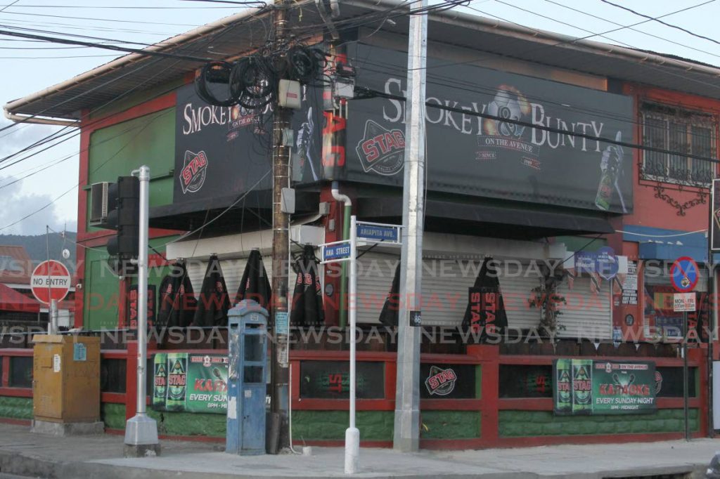 The popular Smokey and Bunty bar on Ariapita Avenue which was closed on Monday.   - Ayanna Kinsale