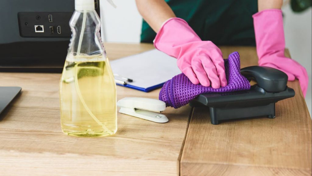 Workplaces need to clean and disinfect public parts, surfaces, spaces and facilities daily avoid physical contact between co-workers as much as possible. Photo taken from www.albertgroup.be - 