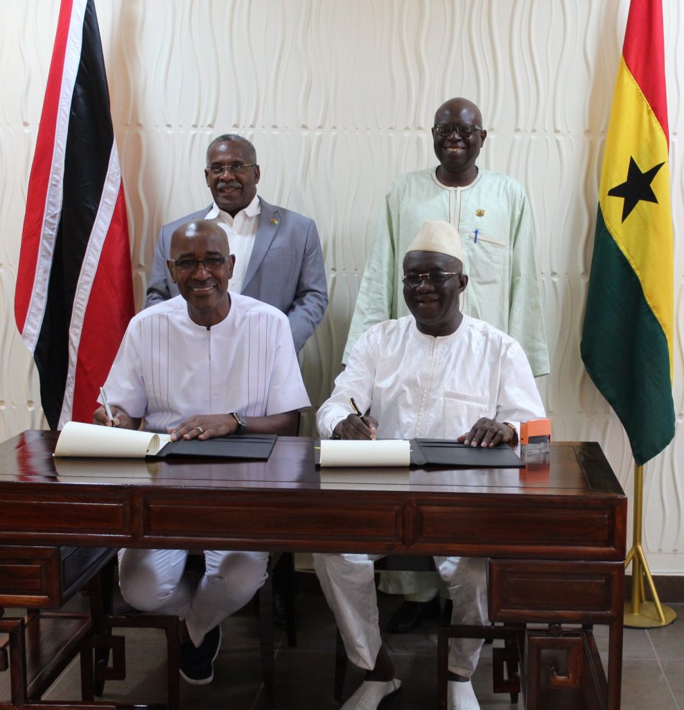 Public Utilities Minister Robert Le Hunte and Ghana’s Aviation Minister Joseph Kofi Adda signed an air services agreement Memorandum of Understanding (MOU) -