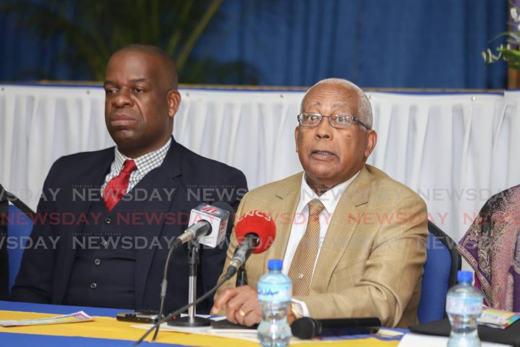 Minister of Health Anthony Garcia, and Minister in the Education Ministry Dr Lovell Francis, left, who both spoke on Tuesday at the ministry’s virtual press conference. FILE PHOTO - Jeff Mayers