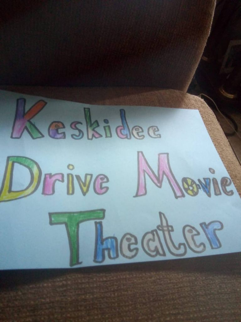 The poster for the newly opened Keskidee Drive Movie Theatre in Maloney Gardens - 