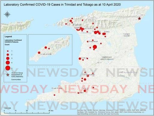 Epidemiological mapping of confirmed covid19 cases as at April 10. - Ministry of Health