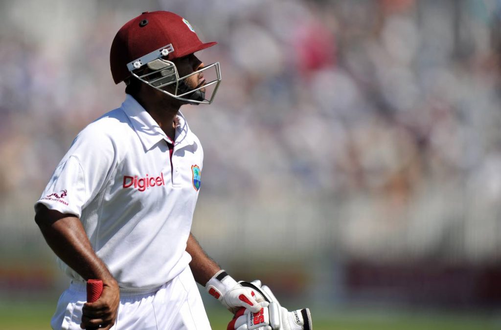  Adrian Barath leaves the field after being caught out for 0 runs during the first day of the second Test match between England and West Indies at Trent Bridge in Nottingham, central England on May 25, 2012. - (AFP PHOTO)