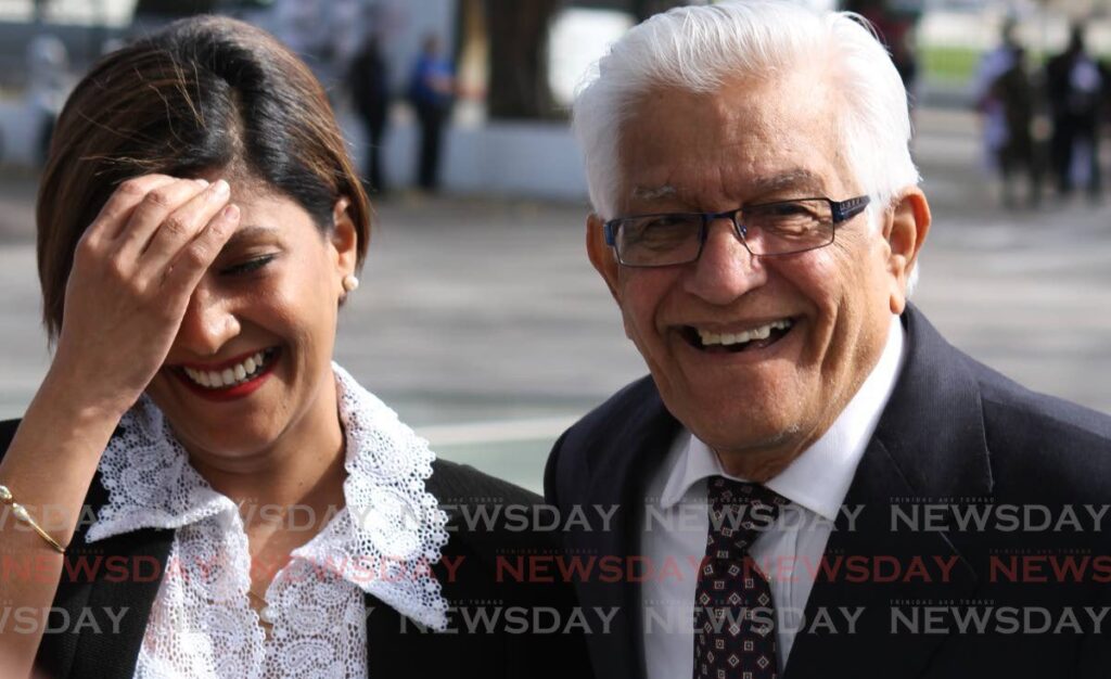 Former prime minister Basdeo Panday and his daughter Mickela. - File photo