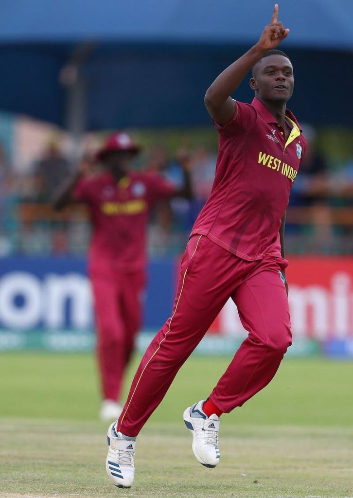 West Indies U19 fast bowler Jayden Seales. - 