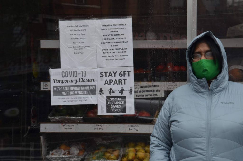 Ansuya Maharaj as she ventured outside on April 26 to her corner store with its own covid19 rules.  - John Maharaj