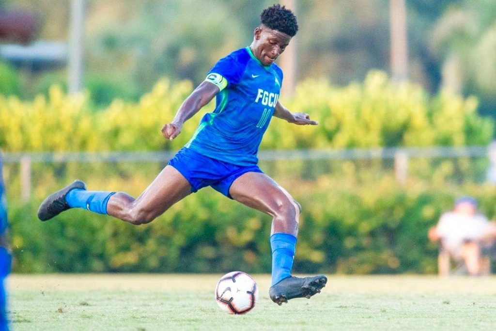 TT and FGCU central defender, Kareem Riley, in action at a recent match for his university team.  - 