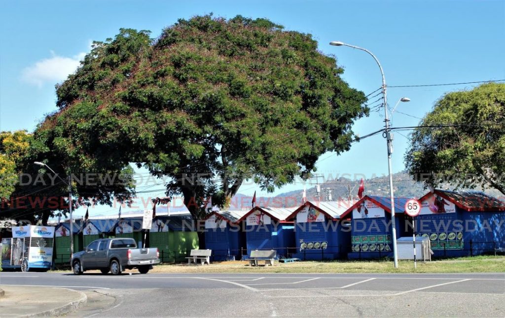 Vendors booth constructed for Carnival 2020 still stand at the Queen's Park Savannah in Port of Spain. - 