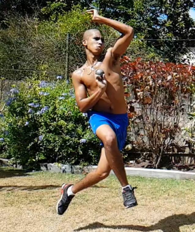 Fatima College all-rounder, Nicholas Elliott Jr works on his bowling action at home during the government-sanctioned restrictions due to the covid19 pandemic.   - 