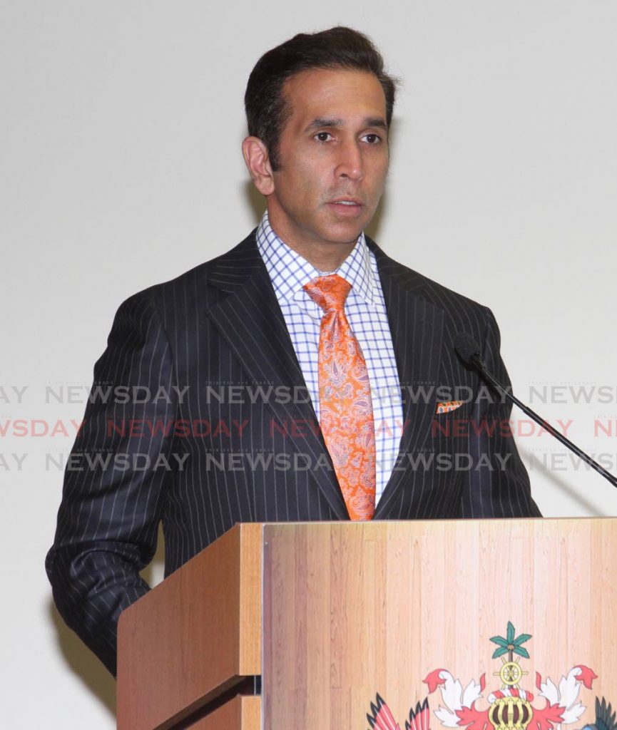 Attorney General Faris Al-Rawi, address the media on the Bail Amendment Bill, at The Office of The Attorney General, Richmond Street, Port of Spain on Tuesday. - Angelo Marcelle