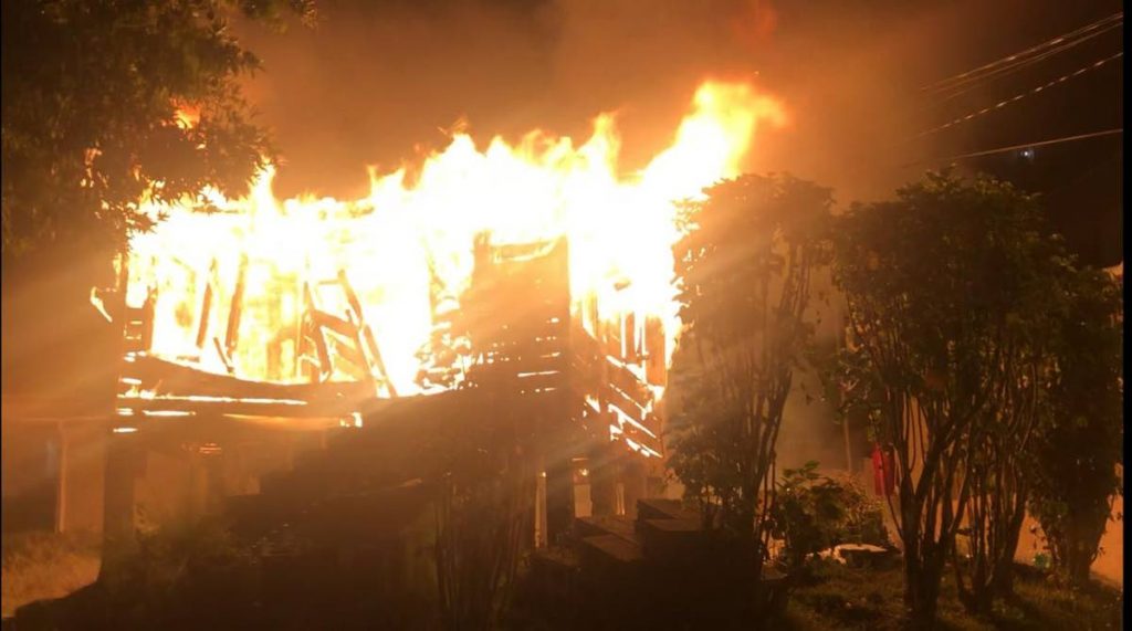 Fire razed the oldest house in Crapaud Village on Monday night. - Farley Augustine