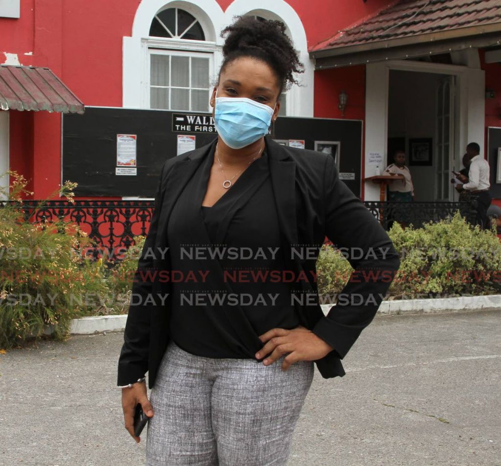 Athlete Cleopatra Borel arrives at the Balisier House, Port o Spain before being screened for the Port of Spain South seat on May 28. - Ayanna Kinsale