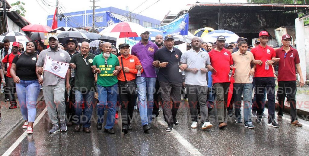 In this 2019 file photo, trade union members participate in the annual march to Charlie King Junction, Fyzabad. The observance will have to be modified this year because of covid19 restrictions. - Vashti Singh