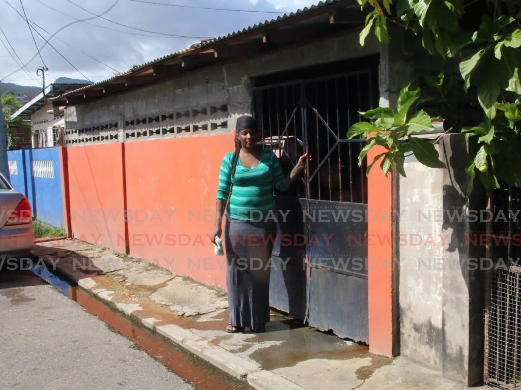 Ashar Leana outside her home at 13th Street Beetham Gardens where a leaking WASA line inside her yard has been flooding her home since March. - SUREASH CHOLAI