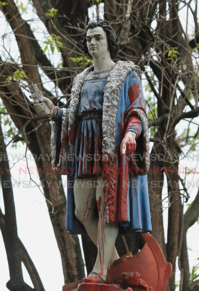 The statue of Christopher Columbus at Tamarind Square, Port of Spain.  - Ayanna Kinsale