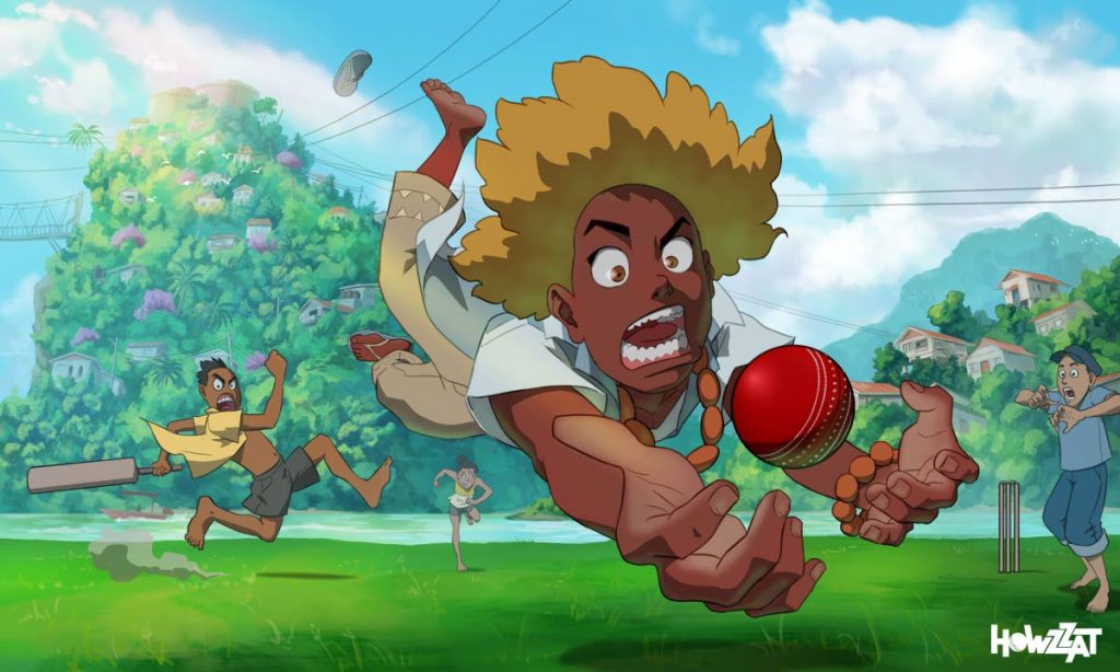 A screengrab of Howzzat! with protagonist Luke diving for a ball. - 