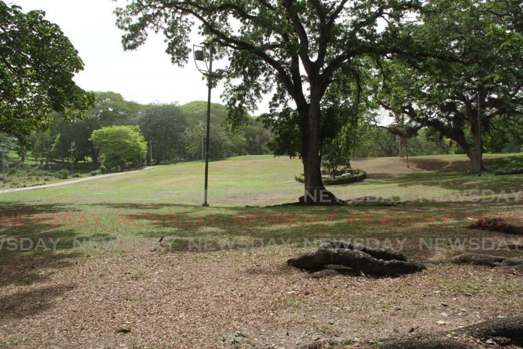 An empty Palmiste Park at San Fernando  on Monday. - Vashti Singh