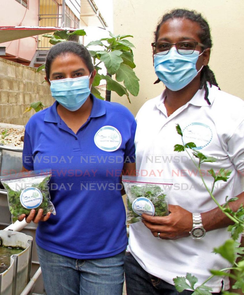 Kristy Naidoo and Dillon Kurban show how produce can be packaged and labelled. PHOTO BY Vashti Singh - Vashti Singh