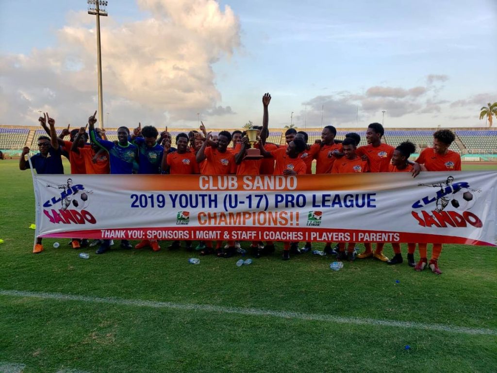 FLASHBACK: In this file photo, Club Sando’s U-17 team celebrate after winning the 2019 Youth Pro League. - 