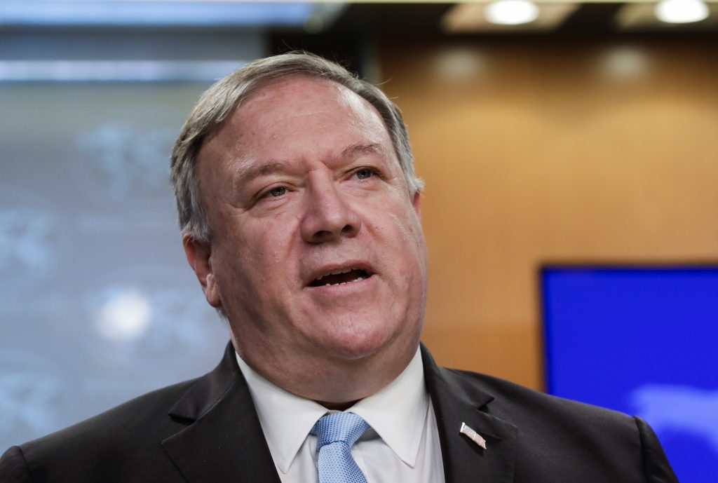 FILE - In this June 11, 2020, file photo, Secretary of State Mike Pompeo speaks at the State Department in Washington. 