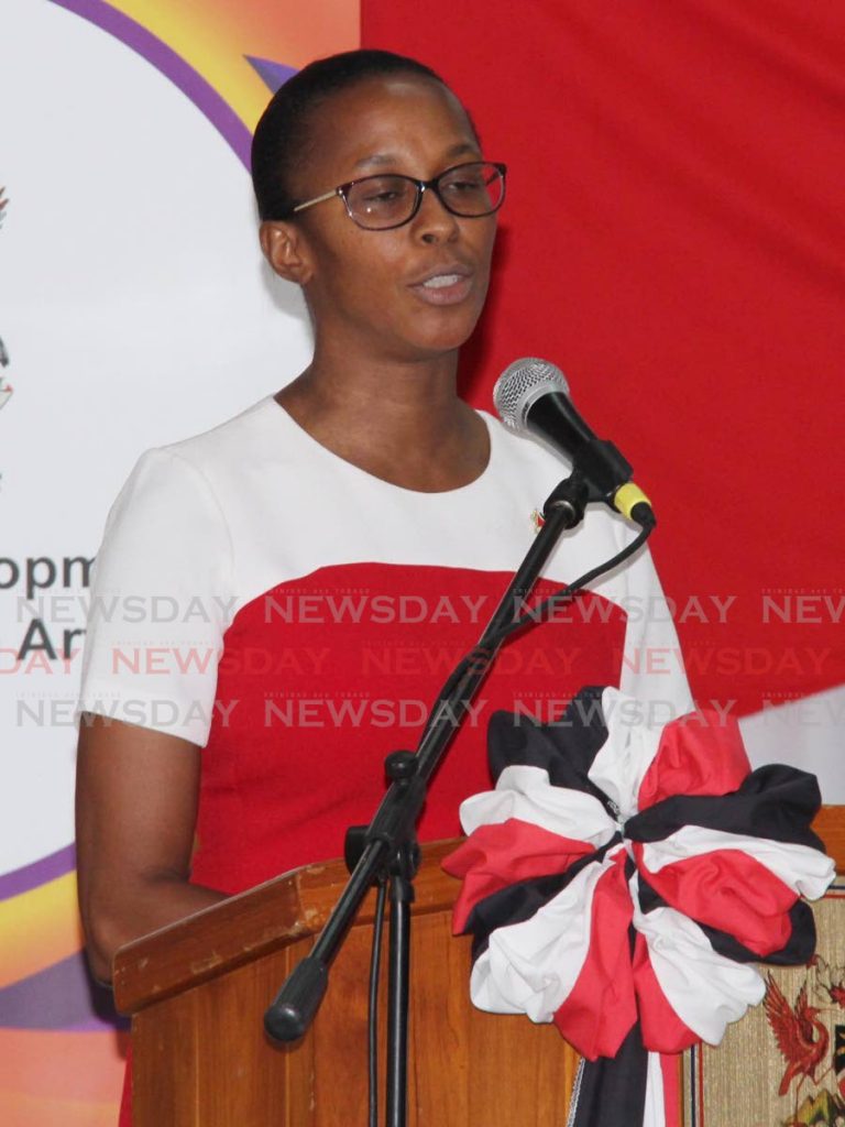 Former La Brea MP Nicolle Olivierre speaks at the opening of the Quarry Village Community Centre, Siparia on Saturday. PHOTO BY VASHTI SINGH - 