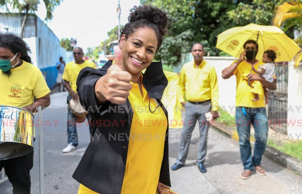 UNC Diego Martin West candidate Marsha Walker, on nomination day at the Point Cumana Regional 
Complex on July 17, is confident she is the one who can break Dr Keith Rowley’s hold on the constituency where he has been the MP for 29 years. PHOTO BY JEFF MAYERS - 