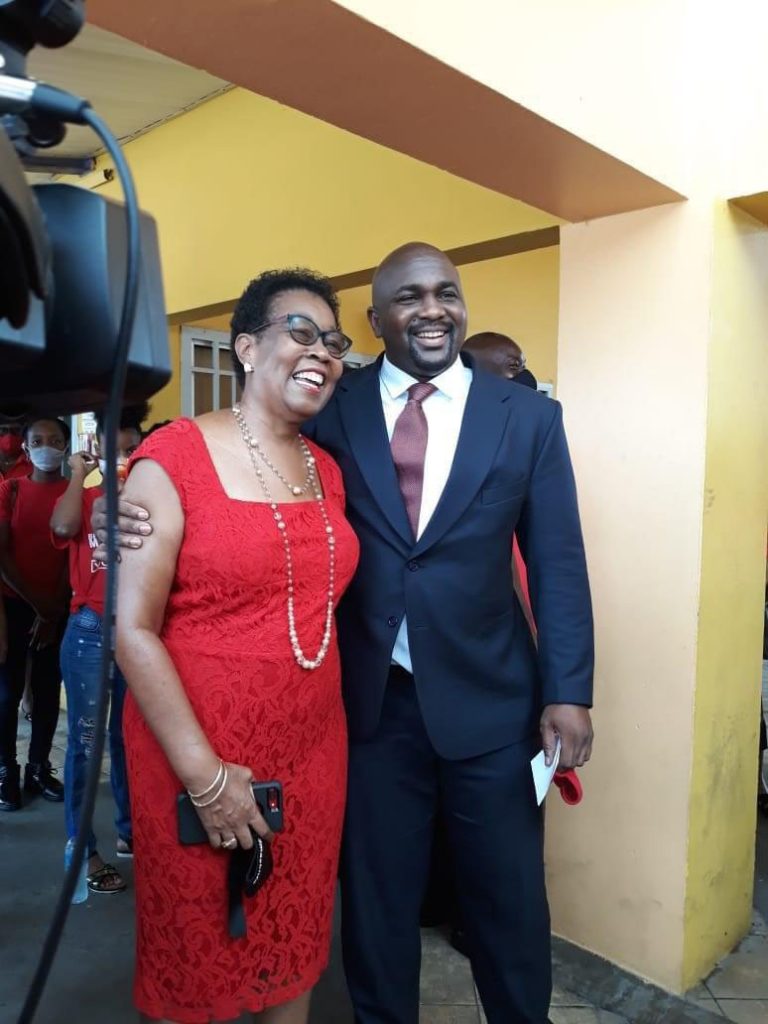 PNM candidate for San Fernando East Brian Manning hugs his mother Hazel Manning  as he filed his nomination papers to contest the seat once held by his father the later Patrick Manning.



Photo courtesy San Fernando east  PNM constuency office.