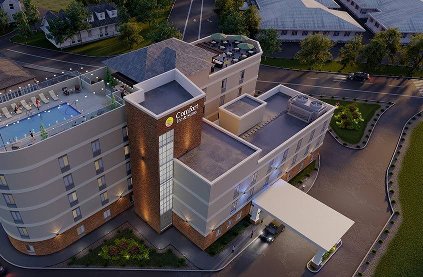 A computerised image of the new Comfort Inn & Suites hotel to open in Scarborough, Tobago soon. - 