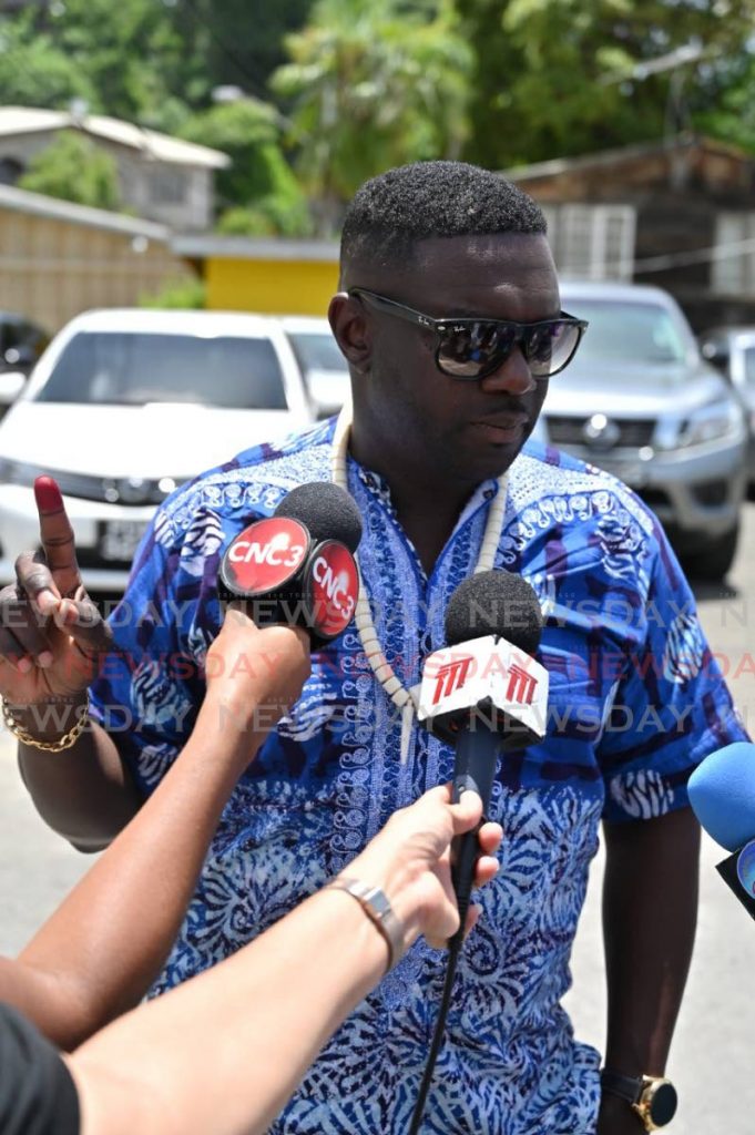 PDP leader Watson Duke talks to the media after voting at Roxborough Anglican School on Monday morning. PHOTO BY LEEANDRO NORAY - 